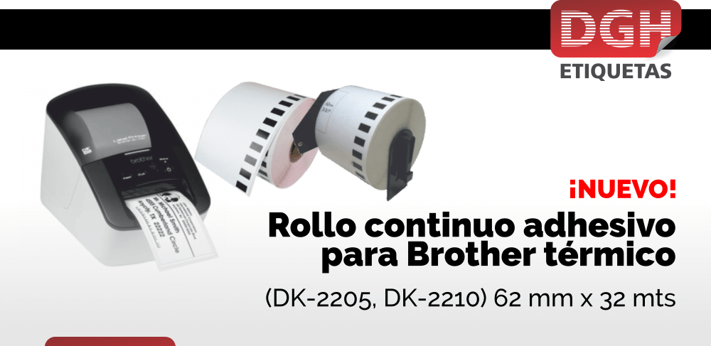 Rollo continuo para Brother térmico en DGH Etiquetas autoadhesivas